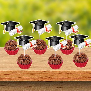 50 Tags Toppers Para Doces Docinhos Formatura Vermelho