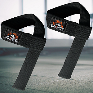 Strap de Academia Par Musculação Treino Segurança Força Punho Cor Preto Bulldozer