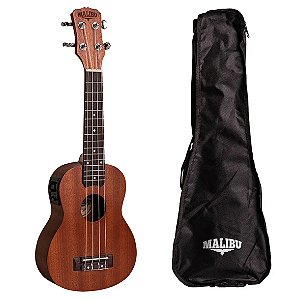 Ukulele Elétrico Soprano Malibu 21SE Natural Fosco Com Bag
