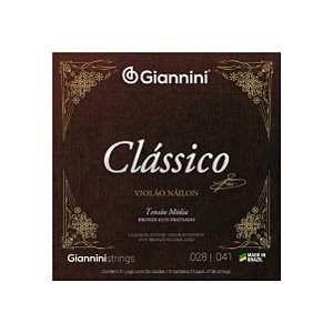 Encordoamento Giannini Clássico GENWPM para Violão Nylon Tensão Média