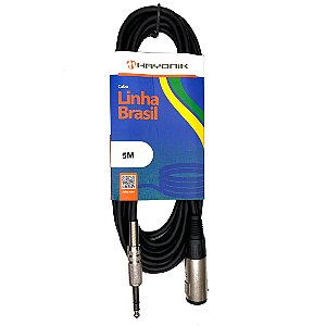 Cabo Hayonik Preto P10 stereo-P10 femea com trava de 05 metros