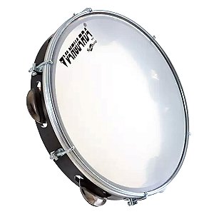 Pandeiro Vanguarda 10" Pele Leitosa Branca Aro Preto