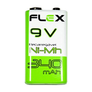 Bateria Recarregável Flex 9v 340mAh cartela com 01 pilha