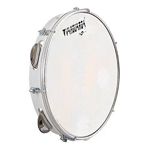 Pandeiro Vanguarda 10" Pele Leitosa Branca Aro Branco