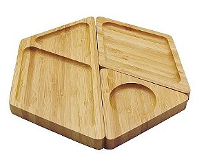 Petisqueira Bambu 23x20,8x1,6cm - Desmontável (Bege)