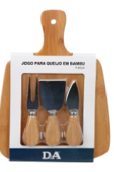 Tabua de Frios Bambu 28x20x1,5 cm (4 peças - Bege)