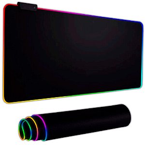 Mouse Pad Gamer com Led RGB Grande 800x300mm Preto