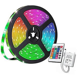Fita de Led RGB 3528 5 Metros com Controle 12V 4.8W