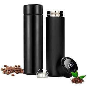 Garrafa Térmica 500ml Inteligente em Aço Inox Preta