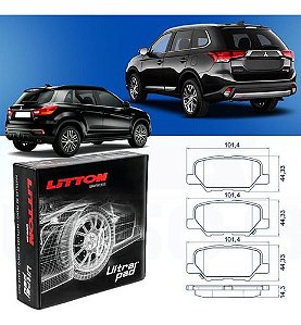 Pastilha Freio Traseira Cerâmica Mitsubishi All New Outlander 2.0 3.0 2014 a 2017 ASX 2013/..