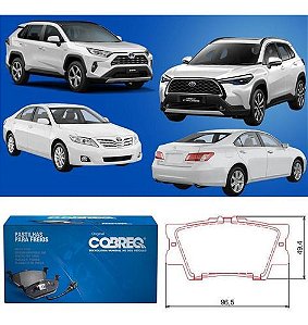 Pastilha Freio Traseira Toyota RAV4 2.0 2.4 2.5 3.5 2006 a 2019 Corolla Cross 2021 a 2023 Camry 2.0 2.4 2.5 3.5 2006 a 2014