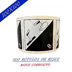 500 unidades Rótulo de risco 10x10  CORROSIVO