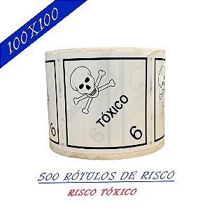 500 unidades Rótulo de risco 10x10  TÓXICO