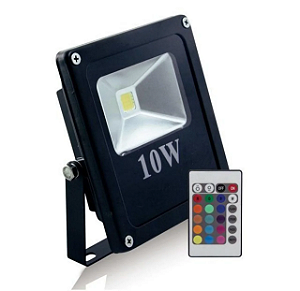 Refletor Holofote LED Cob 10W A Prova D'Água IP66 RGB Multicolorido Com Controle Remoto.