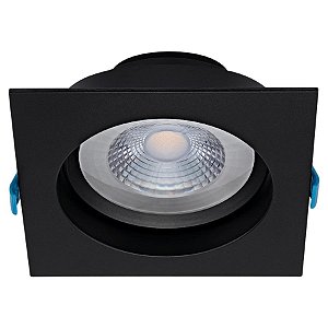 Plafon de embutir LED Easy recuado quadrado 30° 3000K 12W bivolt 14X14X7cm ABS preto.