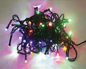 Pisca de Natal 100 Leds Colorido 8 Funções 10 Metros fio verde 127V.