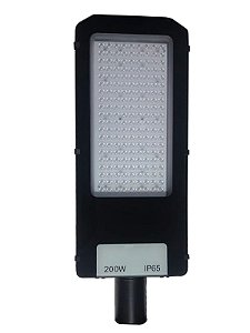 Luminária LED pública 200W preta SMD sensor Fotocélula 6500K IP65 INMETRO.