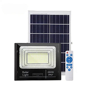 Refletor LED solar com controle 200w auto recarregável 3000K IP67.