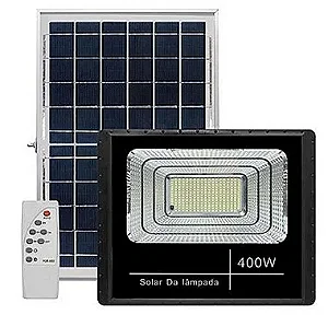 Refletor LED solar com controle 400w auto recarregável 3000K IP67.