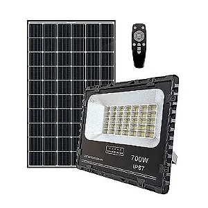 Refletor LED solar com controle 700w auto recarregável 3000K IP67.