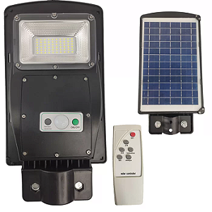 Luminária LED Pública 60W Solar IP66 INMETRO com controle e sensor.