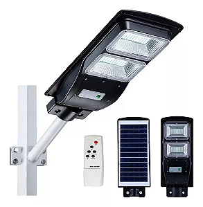 Luminária LED Pública 100W Solar IP66 INMETRO com controle e sensor.