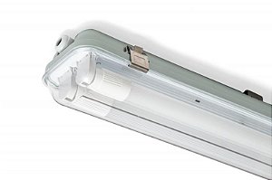 Luminária hermética de sobrepor específica para 1 lâmpada TUBO LED 18/20W 120cm.