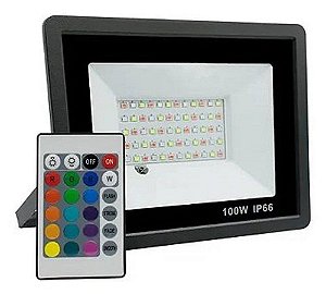 Refletor Com Memoria Holofote LED 100W IP66 A Prova D'Água RGB Multicolorido.