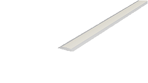 Perfil embutir para fita led 200X2,4X0,8cm alumínio branco fosco e policarbonato.