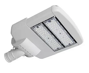 Luminária Pública LED modular 100W Branco Quente 3000k cinza IP67.