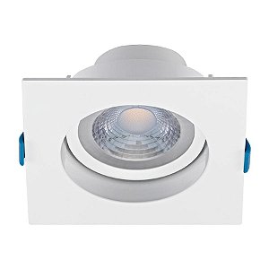 Plafon de embutir LED easy recuado quadrado 30º 3000K 7W bivolt 11,7X11,7X6,5cm ABS branco.