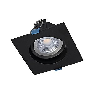 Plafon de embutir LED easy recuado quadrado 30º 3000K 7W bivolt 11,7X11,7X6,5cm ABS preto.