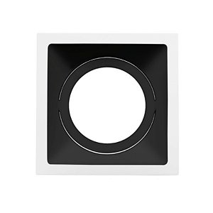Plafon de embutir Square recuado quadrado AR111 16X16X7,9cm alumínio branco e preto.
