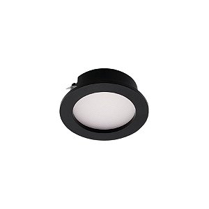 Plafon de embutir LED Móbili redondo para movelaria MDF difuso 100° 3000K 2,5W bivolt Ø5,8x2,1cm ABS e policarbonato preto.