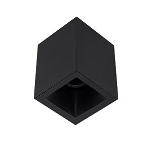 Plafon de sobrepor recuado quadrado facho direcionável mini dicróica preto.