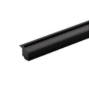Perfil de embutir LED Archi recuado linear 2 metros IRC 93 lente preta 2700K 74W 24V alumínio preto.