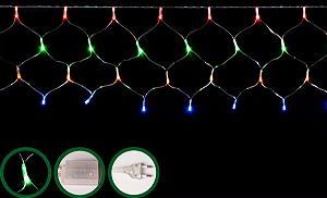 Cortina rede De Natal 96 LEDS Luz Colorido 8 Funções 3,00m x 0,40m 127V.