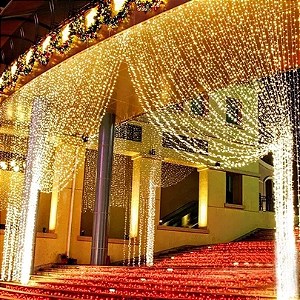 Cortina De Natal 500 LEDS Branco Quente 8 funções 3mx2,5m 220V.