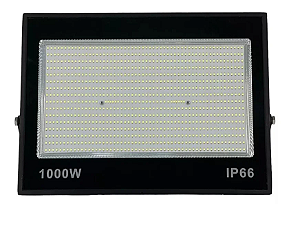 Refletor LED compacto 1000W preto SMD 6500K branco frio IP66 bivolt.