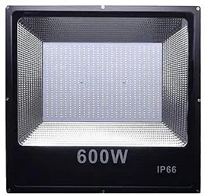 Refletor LED 600W Preto SMD 6500K branco frio IP66.