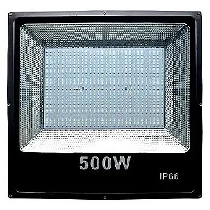 Refletor LED 500W Preto SMD 6500K branco frio IP66.