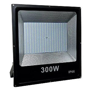Refletor LED 300W Preto SMD 6500K branco frio IP66.
