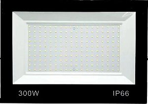 Refletor LED compacto 300W preto 6500K branco frio SMD IP66 bivolt.