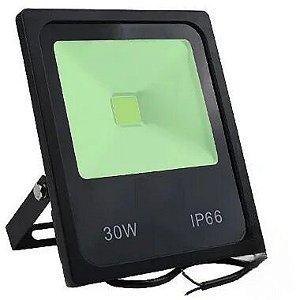 Refletor LED COB 30W Verde Preto IP66 bivolt.