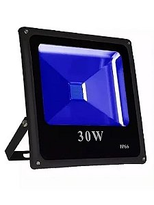 Refletor LED COB 30W Azul Preto IP66 bivolt.