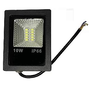 Refletor LED 10W Preto SMD branco frio 3000K bivolt IP66.