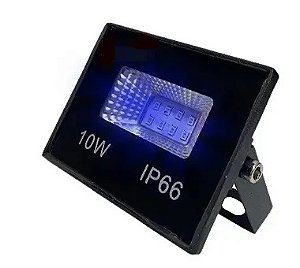 Refletor LED 10W Preto SMD Azul  bivolt IP66.