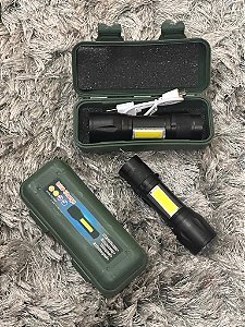 Mini Lanterna Tática Com Led E Zoom Recarregável