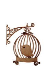 Aplique em mdf 03mm  - Gaiola com pássaro