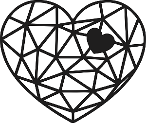 Quadro Decorativo Coração Estilo Diamante 25cm MDF 03mm